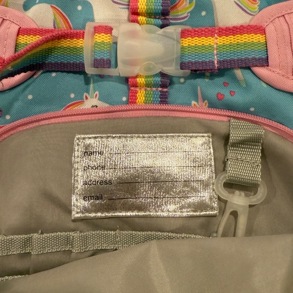 Pottery Barn Kids Aqua Unicorn Backpack (Size Large), Lunchbox, pencil case - Picture 5 of 12